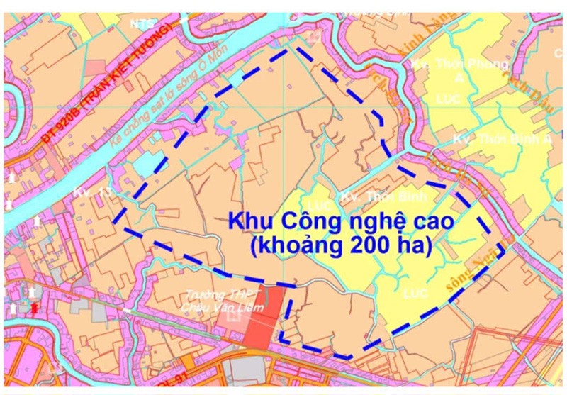 Khu Công nghệ cao Cần Thơ có quy mô diện tích 200 ha thuộc địa bàn phường Ô Môn