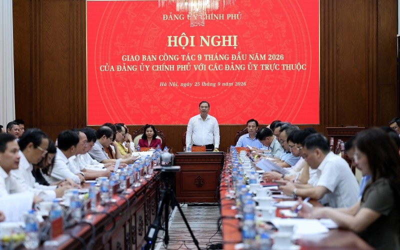 Phó Thủ tướng Thường trực Chính phủ Phạm Gia Túc chủ trì Hội nghị giao ban công tác 9 tháng đầu năm 2026 giữa Đảng ủy Chính phủ và các đảng ủy trực thuộc - Ảnh: chinhphu.vn