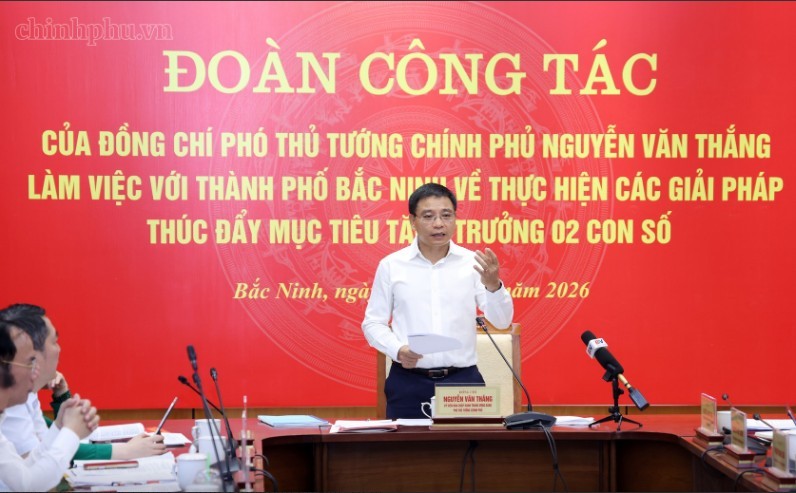 Phó Thủ tướng Nguyễn Văn Thắng phát biểu chỉ đạo tại cuộc làm việc - Ảnh: chinhphu.vn