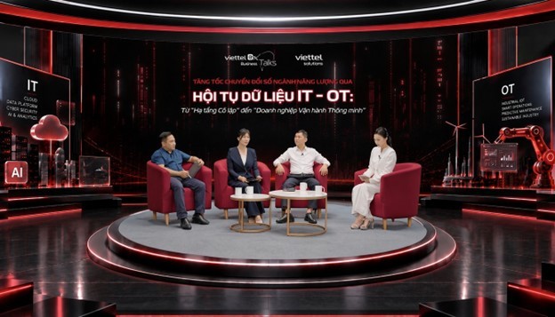 Toàn cảnh Toạ đàm Viettel DX Talks với chủ đề “Tăng tốc chuyển đổi số ngành năng lượng qua hội tụ dữ liệu IT/OT: Từ hạ tầng cô lập đến doanh nghiệp vận hành thông minh”.