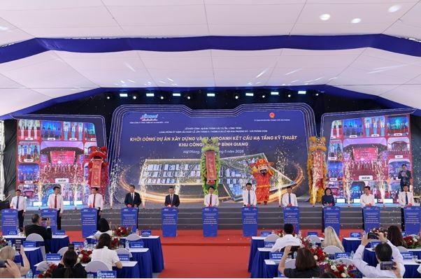 Các đại biểu thực hiện nghi thức khởi công