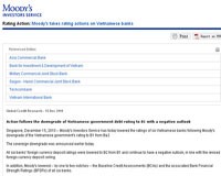 Thông tin liên quan được Moody's công bố trong ngày 15/12