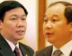 Bộ trưởng Tài chính Vương Đình Huệ (ảnh trái), Thứ trưởng Bộ Công Thương - Nguyễn Cẩm Tú (ảnh phải)
