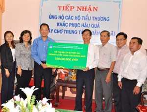 DPM hỗ trợ tiểu thương chợ Quảng Ngãi 500 triệu đồng