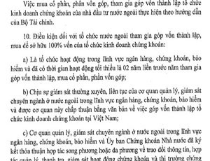 Nâng “room” cho khối ngoại lên 100% tại công ty chứng khoán